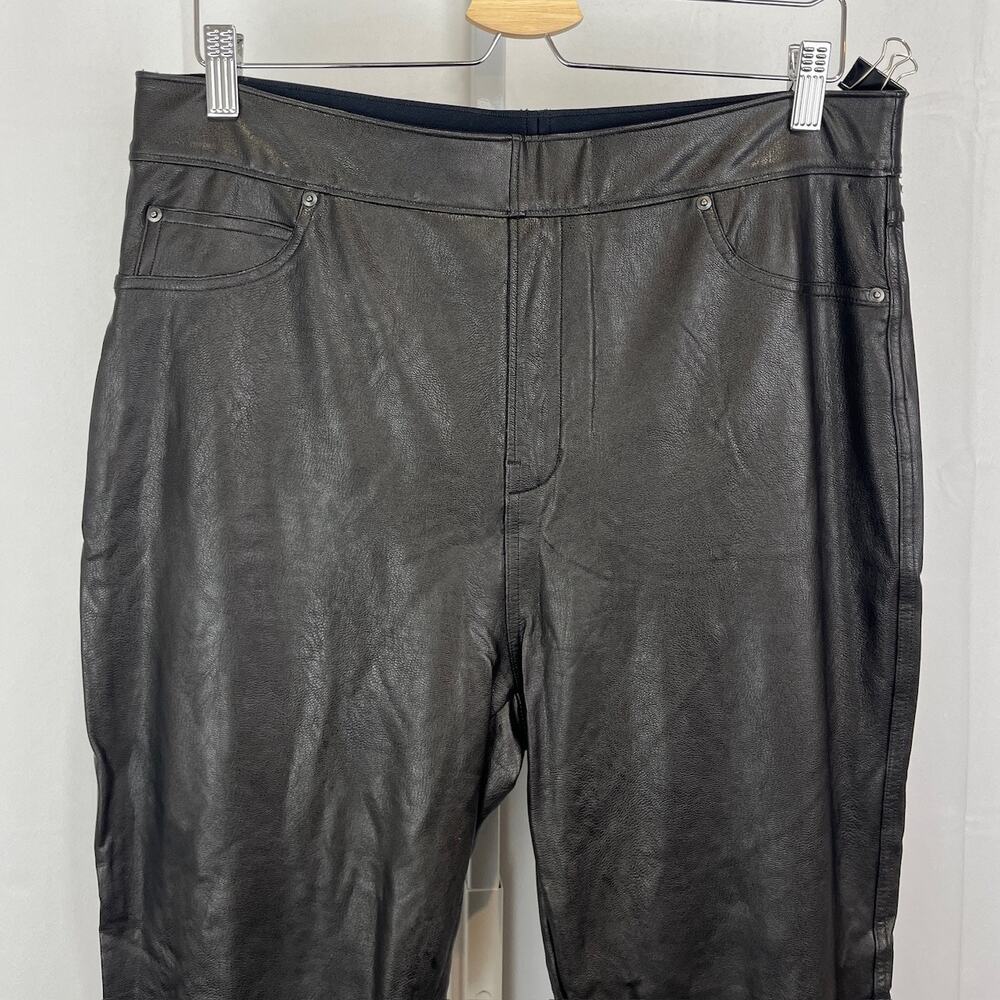 SPANX Leather Like Skinny Ankle Pants 20282R Faux Vegan Pull On Black Size XL - Picture 4 of 11